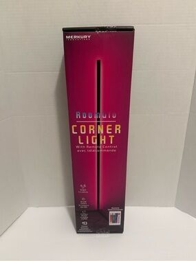 Merkury RoomGlo Corner Light - Pink LED Corner Lamp with Remote